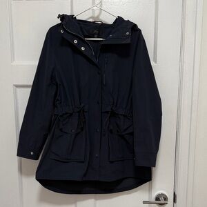 J. Crew Dark Navy Hooded Utility Anorak Rain Coat